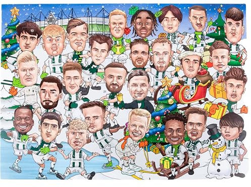Borussia Mönchengladbach Weihnachtskalender 2024 | Offizieller Fanartikel Fohlenshop | Comic-Design mit Fairtrade Schokolade | Adventskalender