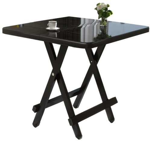 Foldable Wood Folding Table - Portable Dining & Computer Desk, Square, 2-6 Person, For Camping & Picnic - Natural - 80cm - Backyard, Home Office