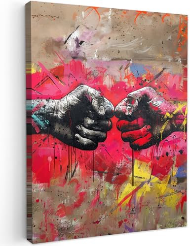 MuchoWow© Impression sur Toile Photo Peinture 60x80 cm Tableau Decoration Murale Chambre Salon Maison Deco Cuisine Street art - Mains - Graffiti - Art - Banksy
