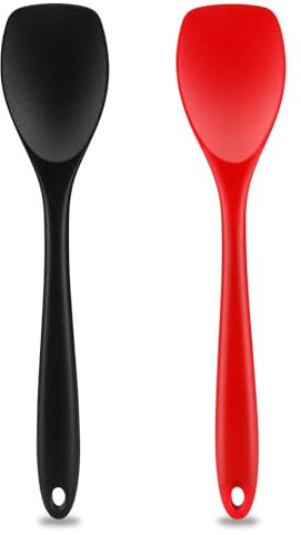 Teigschaber Silikon Spachtel 2 Stück 28cm Hitzebeständig 500°F Spatel Spachtel für die Küche bpa frei Schwarz Rot