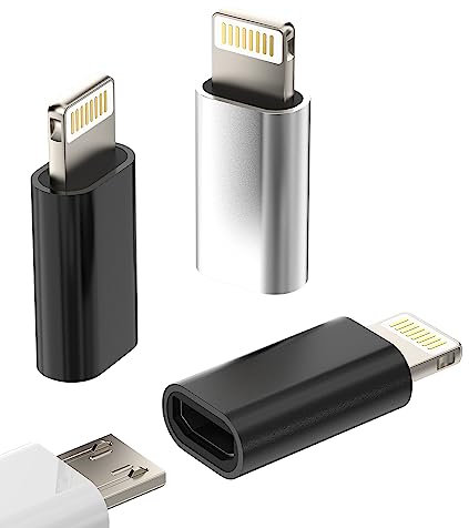 Micro USB Female to Lightning Male Charger Adapter(3 Pack)Android Charging Cable Port Converter Compatible for Apple iPhone 11 12 13 14 Pro Max Mini Xs Se 7 X 8 Plus for Ipad Air Charge Cord Connector