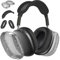Aircawin Custodia per AirPods Max, trasparente, con glitter, 3 in 1, in morbido TPU trasparente, protezione per auricolari/fascia per Airpods Max, accessori per cuffie AirPod Max, colore nero