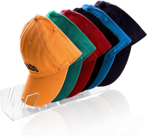 BOHJPIS Baseball Caps Cap Halter - Acryl Hutständer Cap Halterung Aufbewahrung Basecap, Desktop Baseballkappen Organizer, zur Präsentation von Baseballkappen, 7 Hüte Aufbewahren Cap Organizer (weiß)