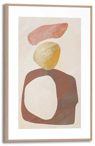 REINDERS Gerahmtes Bild, Watercoloured Stones, Home Office, Poster, Wanddeko, Room Decor, MDF, Braun, 30 x 20