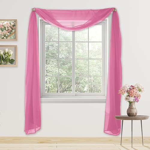 Elegant Comfort Luxury 55 Width x 216 Length 1 Panel Solid Curtain Sheer Voile Scarf for Ceremony Backdrop, Wedding Arch, Kids Bedroom, Decorative Swag, 1 Piece, Dusty Rose