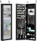 HOMASIS Schmuckschrank mit 2 Spiegeln für Wand & Tür, Spiegelschrank mit Regal, Schmuckregal mit Kettenhaken & Ringverschluss, Schmuckkasten Schmuck-Organizer aus Holz, Weiß (Schwarz)