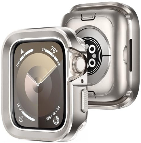 Amizee 2 in 1 Schutzhülle Kompatibel für Apple Watch SE 3/2/1 Series 6/5/4 44mm Hülle, Rundum Schutz Metallrahmen Schutzhülle für iWatch 44mm, Titanstahl