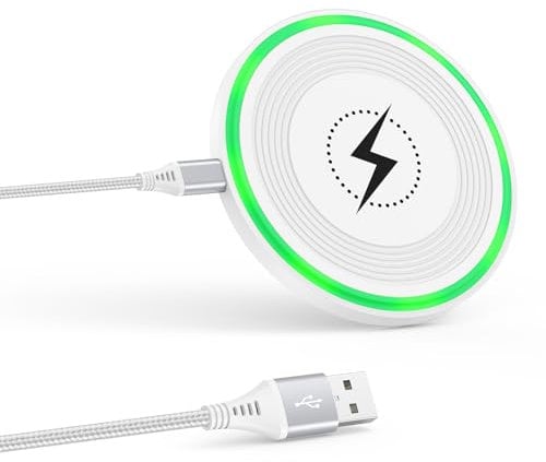 Wireless Charger, 15W Sensor Qi Fast Wireless Charging Pad for iPhone 16/16 Pro/16 Pro Max/15/14/13/12/11, Inductive Phone Charger for Galaxy S25/S24/S23/S22/S21/S10/S9/S8/Z Flip 6/Z Fold 6