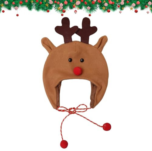 Falafoty Weihnachts Rentiermütze Neuartige Weihnachts-Mütze mit Hirsch Elch Kopfbedeckung für Cosplay Partys Festlicher Hut Partyhut für Kostümpartys für Erwachsene und Kinder