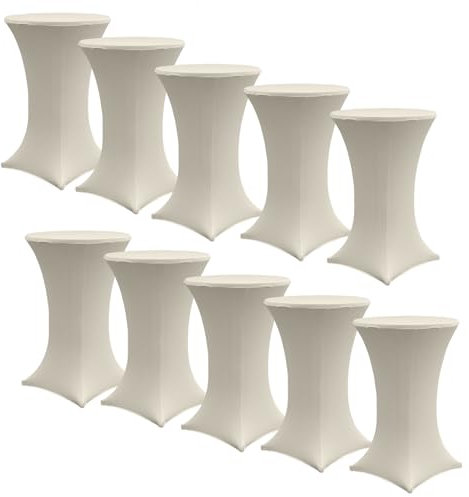 TRUTZHOLM 10x Stehtischhusse Stretch 70 cm beige Tischdecke Husse Bistrotisch Partytisch