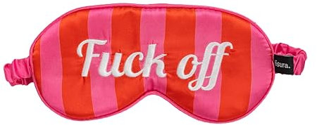 Fisura – Schlafmaske f*ck off. Weiche Schlafmaske. Originale Augenmaske in Rosa und Rot. Ultrasanfte Schlafmaske mit elastischem Gummiband. 20 x 10 cm.