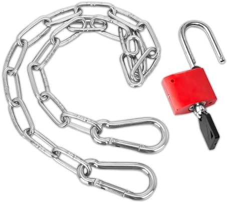 Gate Chain Lock, Outdoor Security Chain with Padlock | Steel Metal Lock with Carabiners for Fences, Garden Gates, Cages, Animal Enclosures, Bin Lock