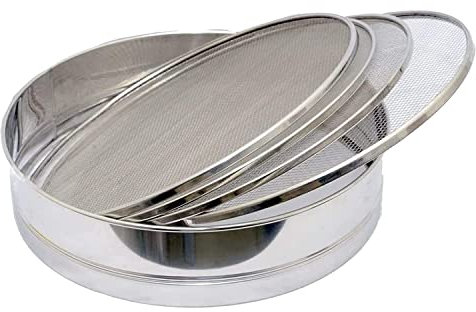 Stainless Steel 22 cm Interchangeable Sieve Set of 3 Flour Sieve, Spices, Food Strainers, Atta (Flour), Grains, Semolina, Food Granules, Coconut Powder, Cocoa Silver