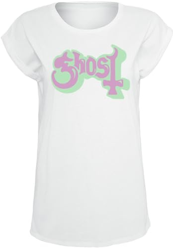 Ghost Bubble Logo Frauen T-Shirt weiß L 100% Baumwolle Band-Merch, Bands