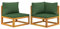 Genérico Wenjingqi 360018 Gartensofa, 2 Stück, mit Kissen, massives Akazienholz, Grün