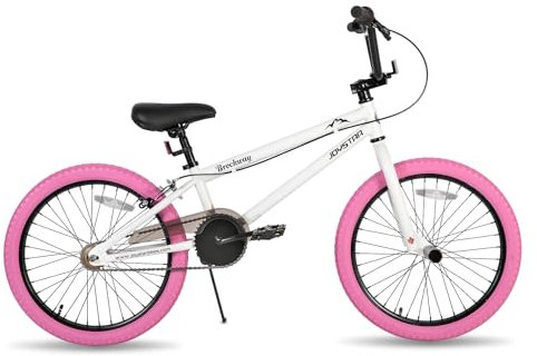 JOYSTAR Gemsbok Vélo BMX Freestyle 20 pouces pour garçons et filles âgés de 7 à 11 ans, vélo 20, blanc