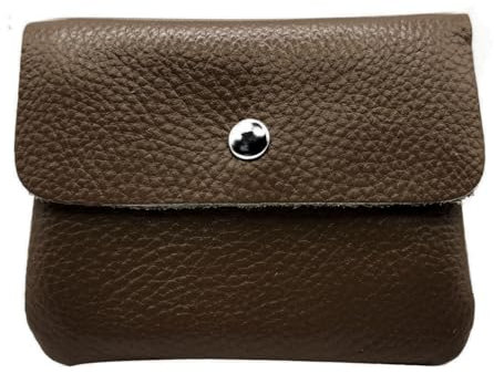 Charmoni - Portefeuille Femme Multi Poches - Porte Monnaie Femme Porte Carte Billets - en Cuir (Taupe foncé)