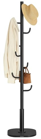 SONGMICS Garderobe in Kaktus-Form, Kleiderständer, 8 Haken, 175,3 cm hoch | Freistehende Garderobe, mit nach oben gebogenen Enden, für Kleidung, Hüte, Taschen, tintenschwarz, ALAN Kollektion RCR039BH01