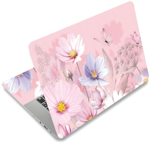 SUPERDANT Rosa Blumen Laptop Haut Aufkleber Mit Schmetterling Abdeckung Abziehbild Universal Für 12 15,6 Zoll Notebooks Computer Schutzfolie