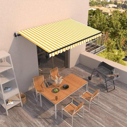 Automatische Markise 450x300 cm - Pulverbeschichtetes Aluminium & 100% Polyestergewebe mit PU-Beschichtung - Perfekter Sonnenschutz für Garten und Terrasse