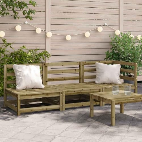 Gartensofa 3-Sitzer Kiefernholz Imprägniert, Modulares Outdoor-Möbelset 210x70x67cm, Druckbehandeltes Holz für Terrasse, Balkon, Garten, Langlebig