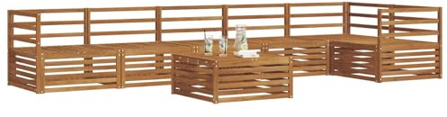 vidaXL Outdoor-Sofagarnitur 7 pcs Natur Massivholz Akazie, Gartenbank, modernes Ecksofa, strapazierfähige Sitzmöbel, Lounge für Terrasse, stylischer Komfort