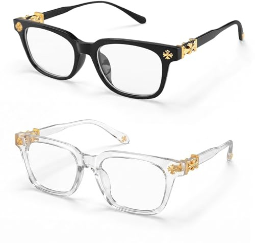 MeFay 2 Pack Blue Light Blocking Glasses, Square Frame Computer Eyewear | Classic Square Frame Design, Stylish Everyday Eyewear for Work, Gaming and Casual Wear