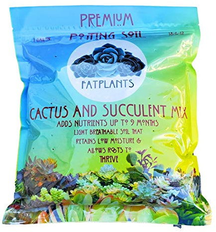 Fat Plants San Diego Premium Cacti and Succulent Potting Mix Soil - for Cactus Palm Tree Citrus Plant Grown in Gardening Containers - Indoors & Outdoors Use - with Natural Food/Fertilizer