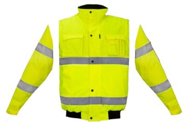 Winterjacke Arbeitsjacke Pilotenjacke Warnweste Warnschutzjacke 2in1(FLASH-SH-J-GELB) (2XL)