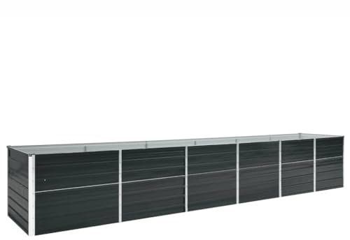 vidaXL Letto Rialzato da Giardino Vaso Esterno Fioriera Fiori Aiuola Portavasi Arredo Cassette Giardinaggio in Acciaio Zincato 480x80x77 cm Antracite
