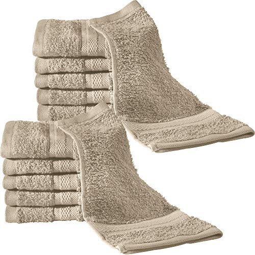 REDBEST Seiftuch 12er-Pack Chicago Taupe Größe 30x30 cm - saugstark, strapazierfähig, ideal für Reisen, Sport (weitere Farben)