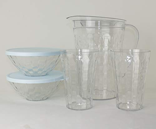 TUPPERWARE Diamant Stella Türkis Klar Servierschale Schüssel 2X 500ml + Kanne 2L + 2X Trinkbecher 475ml + Ausstecher Rot Stern