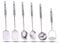 Millvado Stainless Steel Kitchen Utensil Set, Cooking Utensils, Set of 6 Kitchen Tools, Solid Spoon, Slotted Spoon, Solid Turner, Slotted Turner, Soup Ladle, Potato Masher, Dishwasher Safe