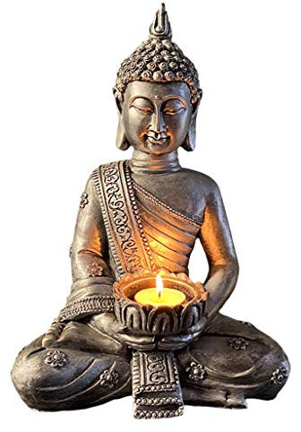perfk Buddha Yoga Kerzenhalter Tabletop Teelicht Decor Statuen Hause Sammeln Figuren für Entspannende Geschenk, C