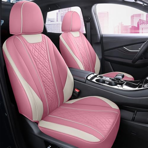 Ensemble Complet de Housses de siège de Voiture en Cuir, Super luxueuses, Robustes, imperméables, pour Voitures, SUV, Pick-up, camionnette - Accessoires de Voiture universels antidérapants (Rose)