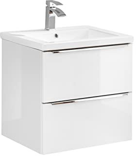 Waschbeckenunterschrank 60 cm Capri White, Waschbeckenunterschrank zum Aufhängen, Farbe Weiß, Keramikwaschbecken inklusive, moderne Badezimmermöbel
