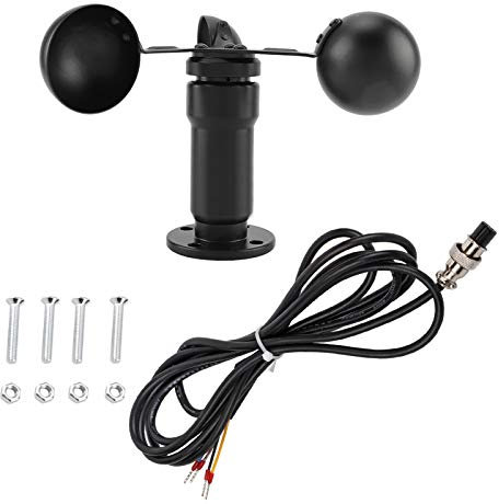 TOPINCN Capteur de Vent, Détecteur de Vitesse du Vent 4-20mA Sortie de Signal D'impulsion en Alliage D'aluminium 360 Degrés Capteur de Vitesse du Vent Anémomètre Kit de Compteur Météo