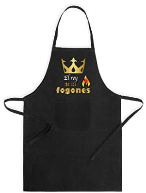 SAQUITOMAGICO Delantal Personalizado divertido y gracioso El Rey de los fogones.-regalo cumpleaños y fiestas (rey negro)
