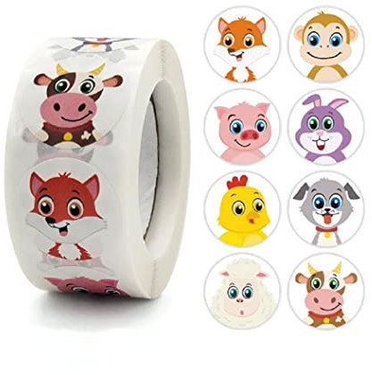 Sticker Tiere für Kinder & Kalender Smilies Tagebuch Aufkleber 100 Stück 2,5cm | Geschenk | Mädchen | Kinder | Klassenbuch | Heft | Tagebuch | Stickerheft | Affe | Hase | Kuh | Schwein | Hase | Schaf