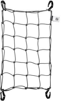Portland Design Works Cargo Web - Reflective Cargo Netting for Bike Storage, Expandable Bungee Net with Hooks, Bicycle Accessories, Black