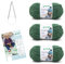 Gründl Wolle Funny uni - weiche Chenille Wolle mit Nadel und Anleitung für eine Babydecke - Kuschelig und hautfreundlich - 100 % Polyester - 3 Knäuel 100 g / 120 m - Nadelstärke 5 - 6, dunkelgrün