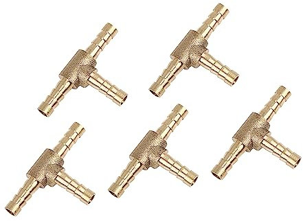 A ABSOPRO Raccordo a T Barb Flessibile Raccordo 3 Vie T Connettore 5mm per Auto Ottone (Set 5)