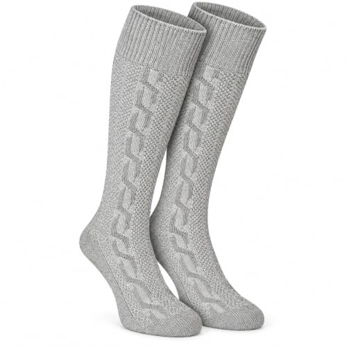 TR Martha Lange Herren Trachtensocken, Kniebund Socken, Strümpfe für Ihre Lederhose, 1 Paar, Zopf Socken