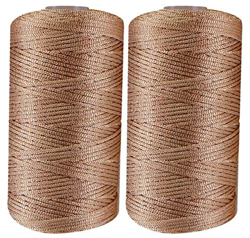 PW TOOLS Makramee-Schnur, 2 Stück 200 g Sommer-Sonnenhut-Garn zum Häkeln, Nylon-Häkelgarn, dünnes EIS-Baumwollgarn, Sommer-Häkelgarn, zum Handstricken von Taschen-Hut-Schuhen