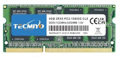 TECMIYO 4GB DDR3 RAM PC3-12800S DDR3 1333MHZ Sodimm RAM 2RX8 Dual Rank CL9 204 Pin 1.5V Non-ECC Unbuffered Laptop Memory RAM for Intel AMD And Mac System
