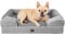 EHEYCIGA Orthopädisches Hundebett Kleine Hunde, 89x56x15cm, Memory Foam Hundekorb Mittelgroße Hunde, Waschbar Hundesofa Wasserdicht rutschfest, Hundecouch mit Hohem Rand, Grau