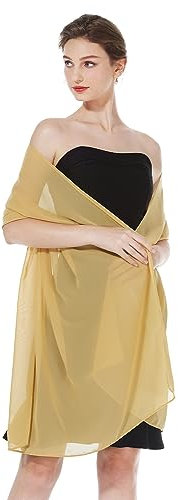 BEAUTELICATE Chiffon Schal Stola Damen Festlich Elegante Tücher Schultertuch Stola für Abendkleider Braut Festlich Sommer Hochzeits (Senfgelb)