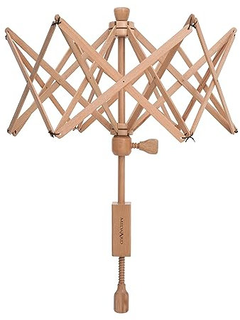 Milward Umbrella Swift Yarn Winder - Table Clamp Manual Skein Hank Ball Holder - Solid Beech Wood