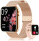 HXQHSTBG Smartwatch Donna, 1.85 HD Smart Watch Orologio con Cardiofrequenzimetro SpO2 Sonno Fisiologia Messaggi Notifiche Fitness Contapassi 20 modalità Sportive iOS Android Oro Rosa
