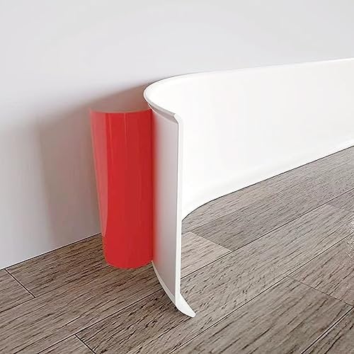 jackfru Weichsockelleiste 12M x 10cm, Flexibel, Selbstklebend, PVC, Weiß